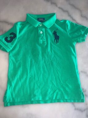 Polo by Ralph Lauren Boys' Teal Green Short-Sleeve Polo with Navy Pony